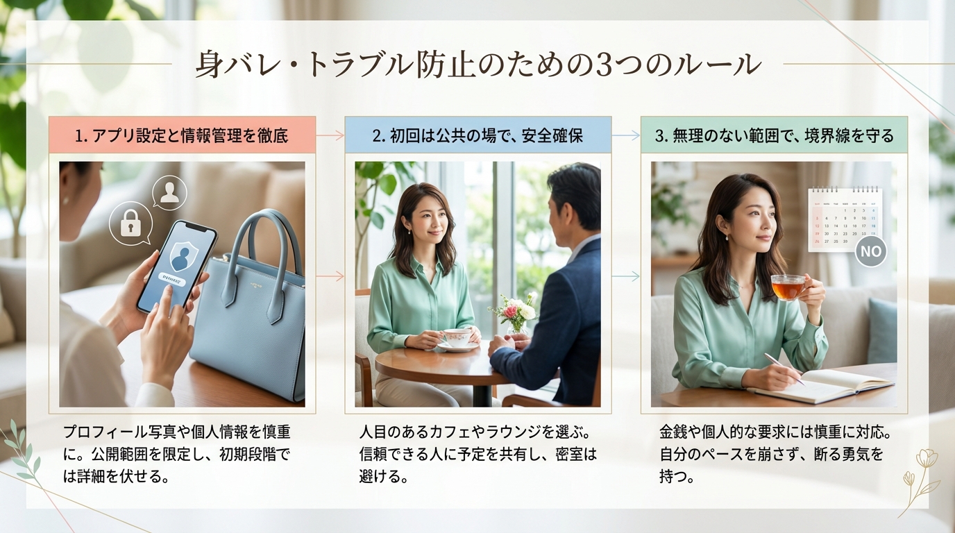 身バレ・トラブル防止のための3つのルール