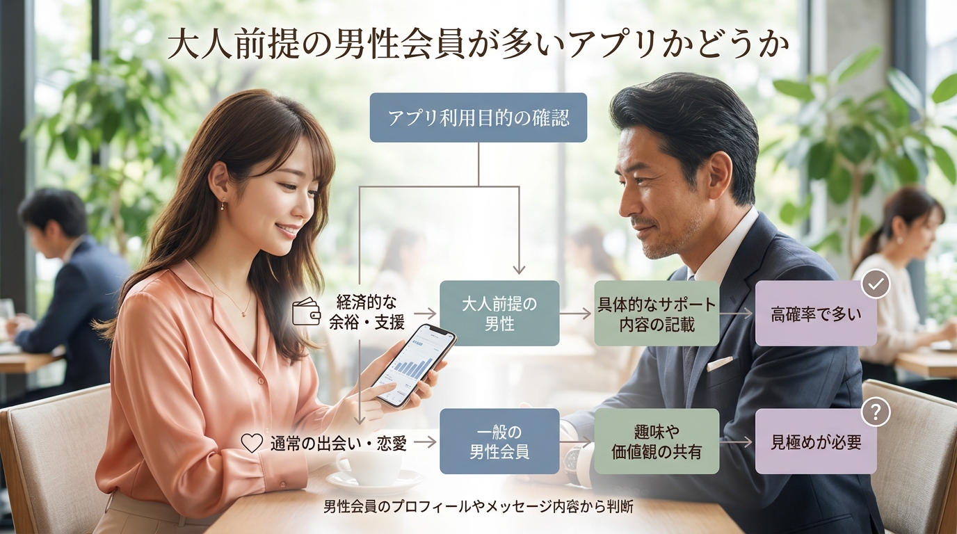 大人前提の男性会員が多いアプリかどうか