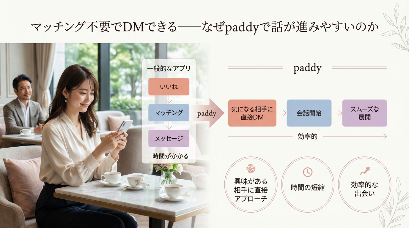 マッチング不要でDMできる——なぜpaddyで話が進みやすいのか